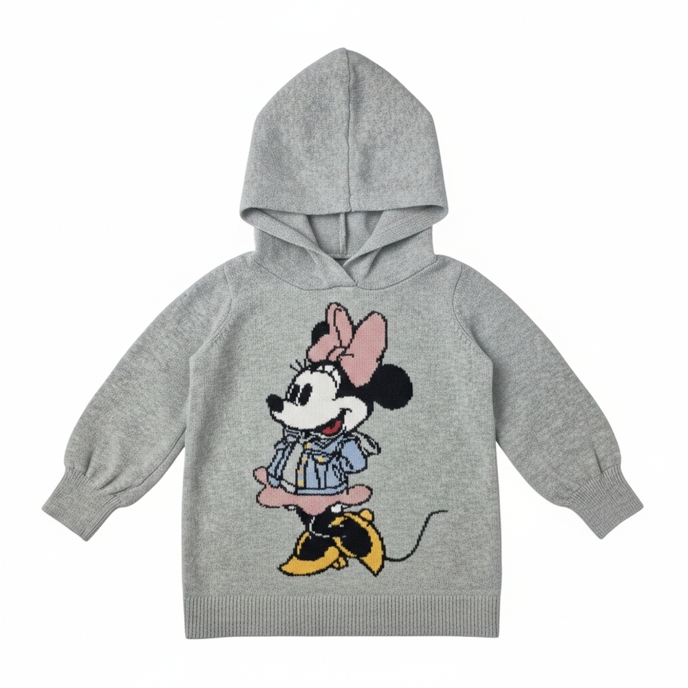 Baby Gap x Disney Minnie Mouse Knit Hoodie | Heather Gray | Size 3T
